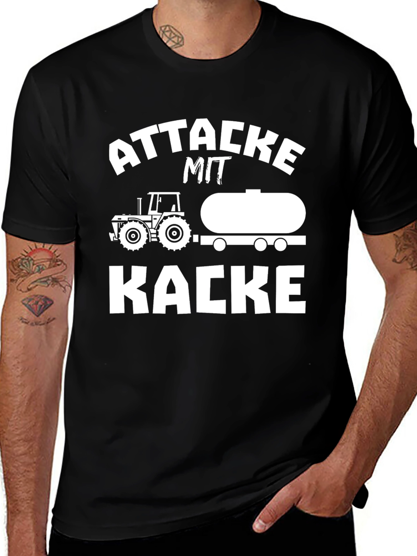 Attacke Mit Kacke Tractor T-Shirt - Black