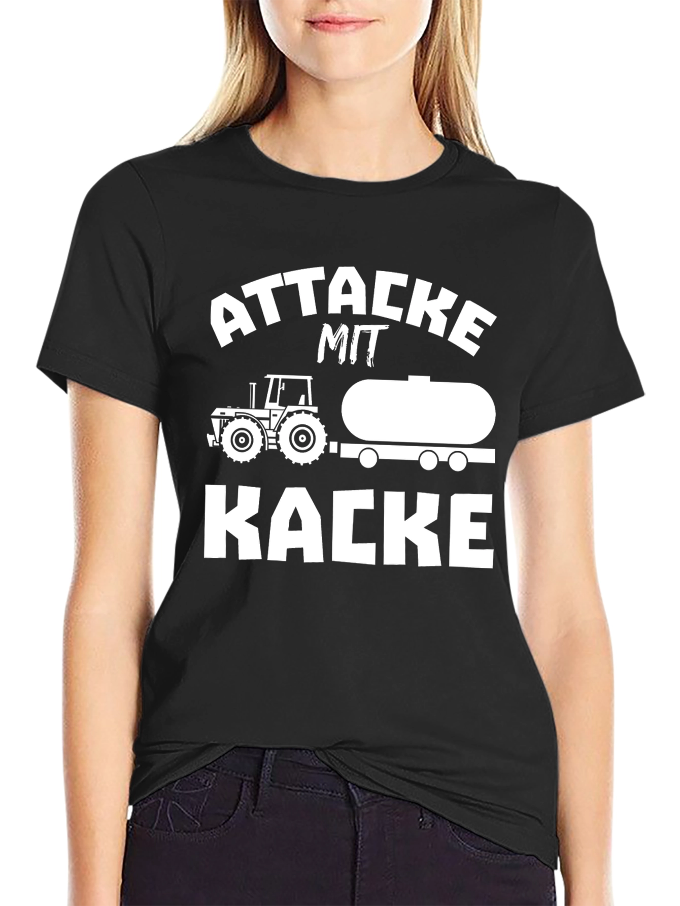 Attacke Mit Kacke Tractor T-Shirt - Black