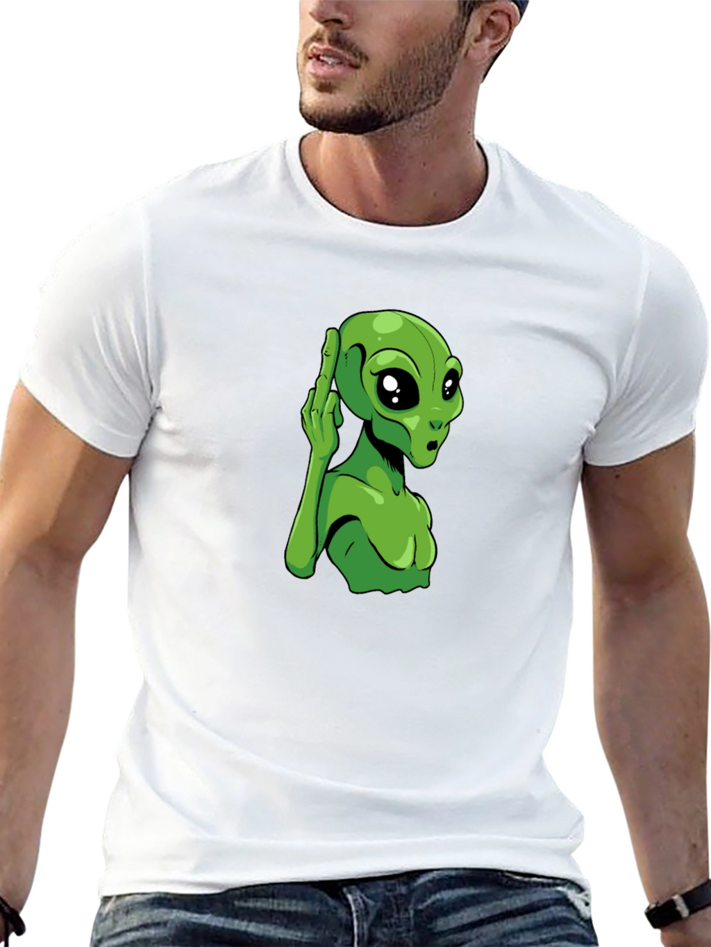 Alien Graphic Tee - Black Cotton T-Shirt