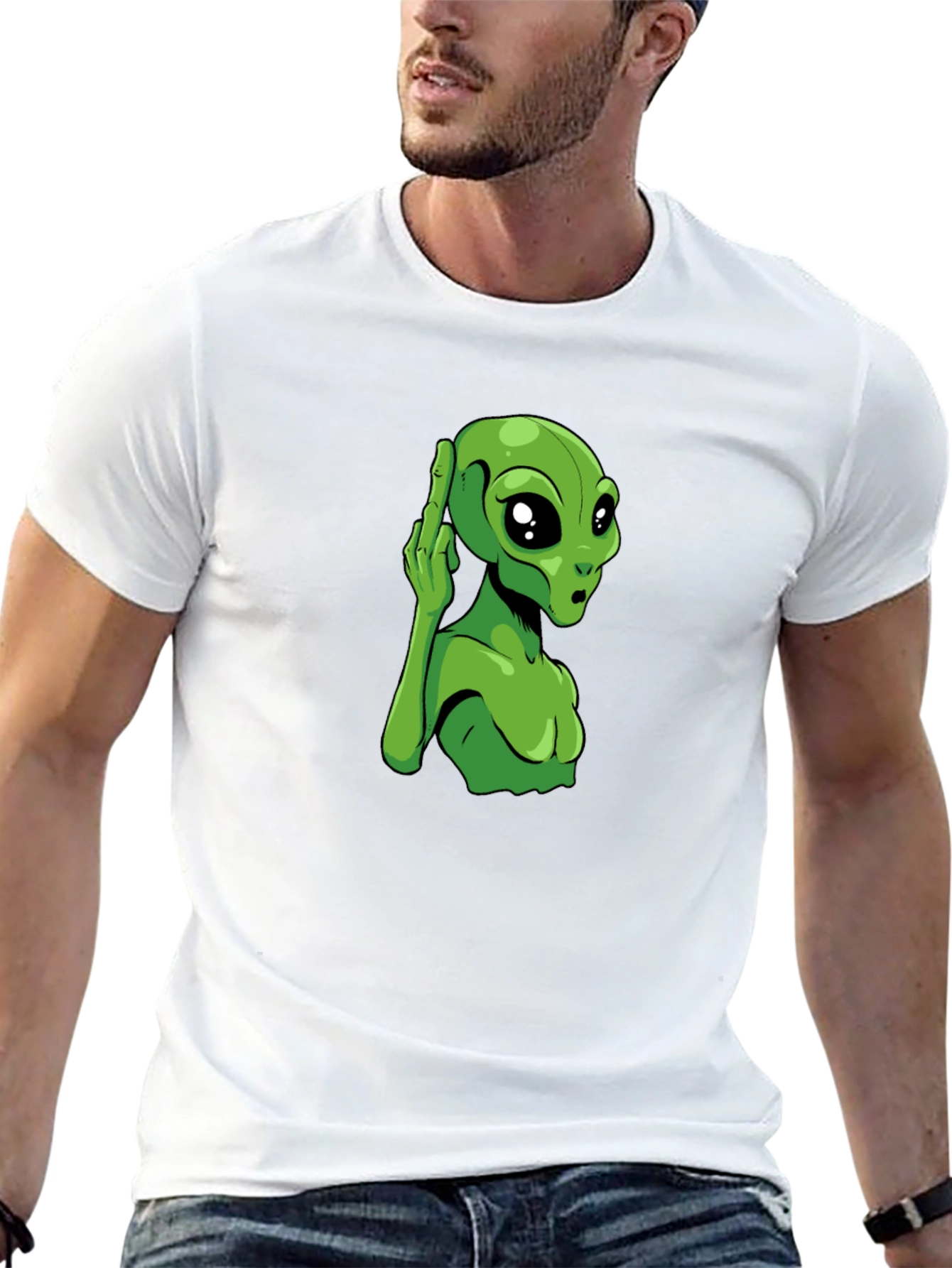 Alien Graphic Tee - Black Cotton T-Shirt
