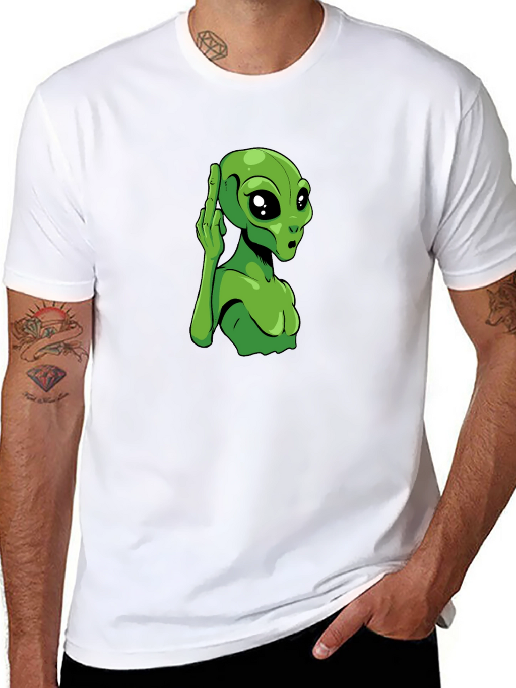 Alien Graphic Tee - Black Cotton T-Shirt