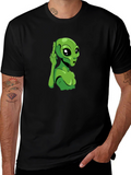 Alien Graphic Tee - Black Cotton T-Shirt