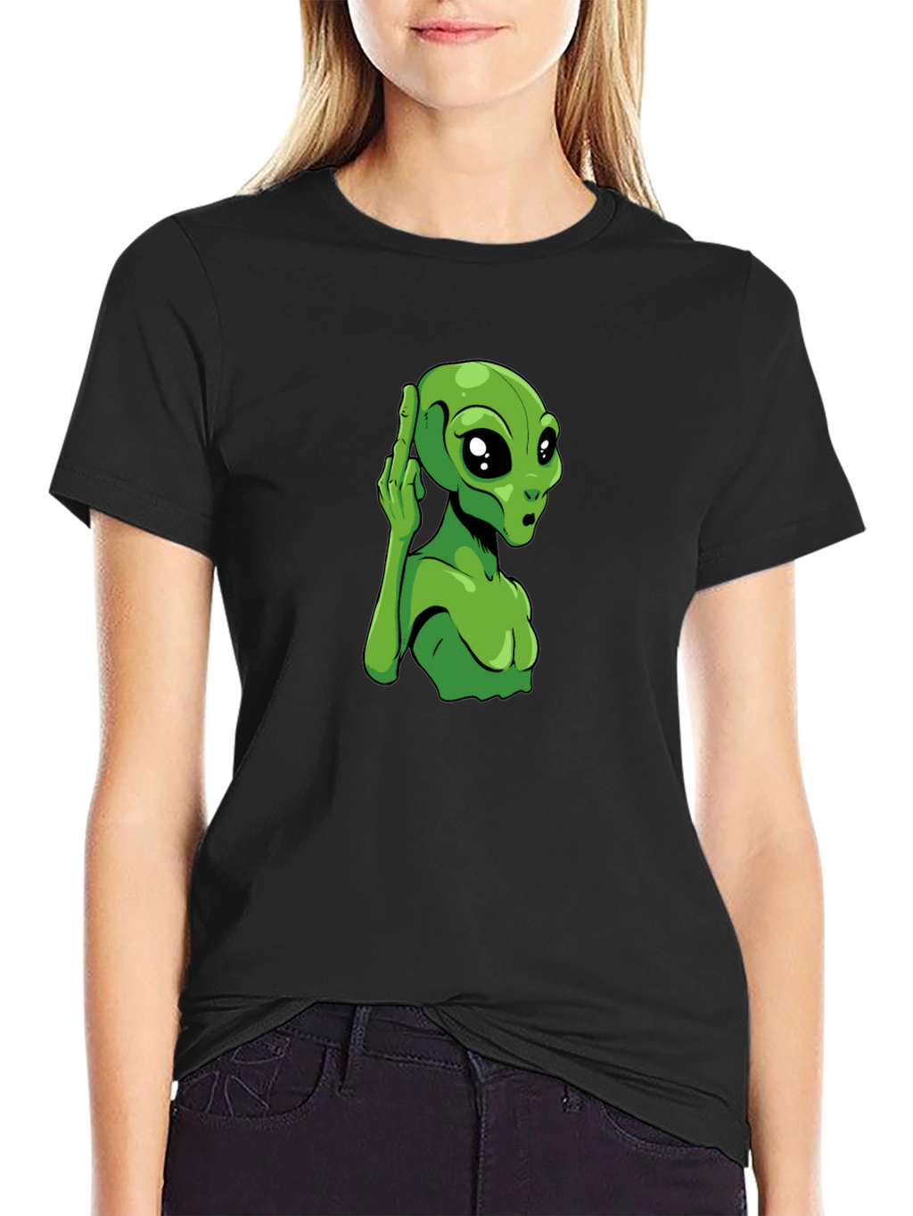 Alien Graphic Tee - Black Cotton T-Shirt