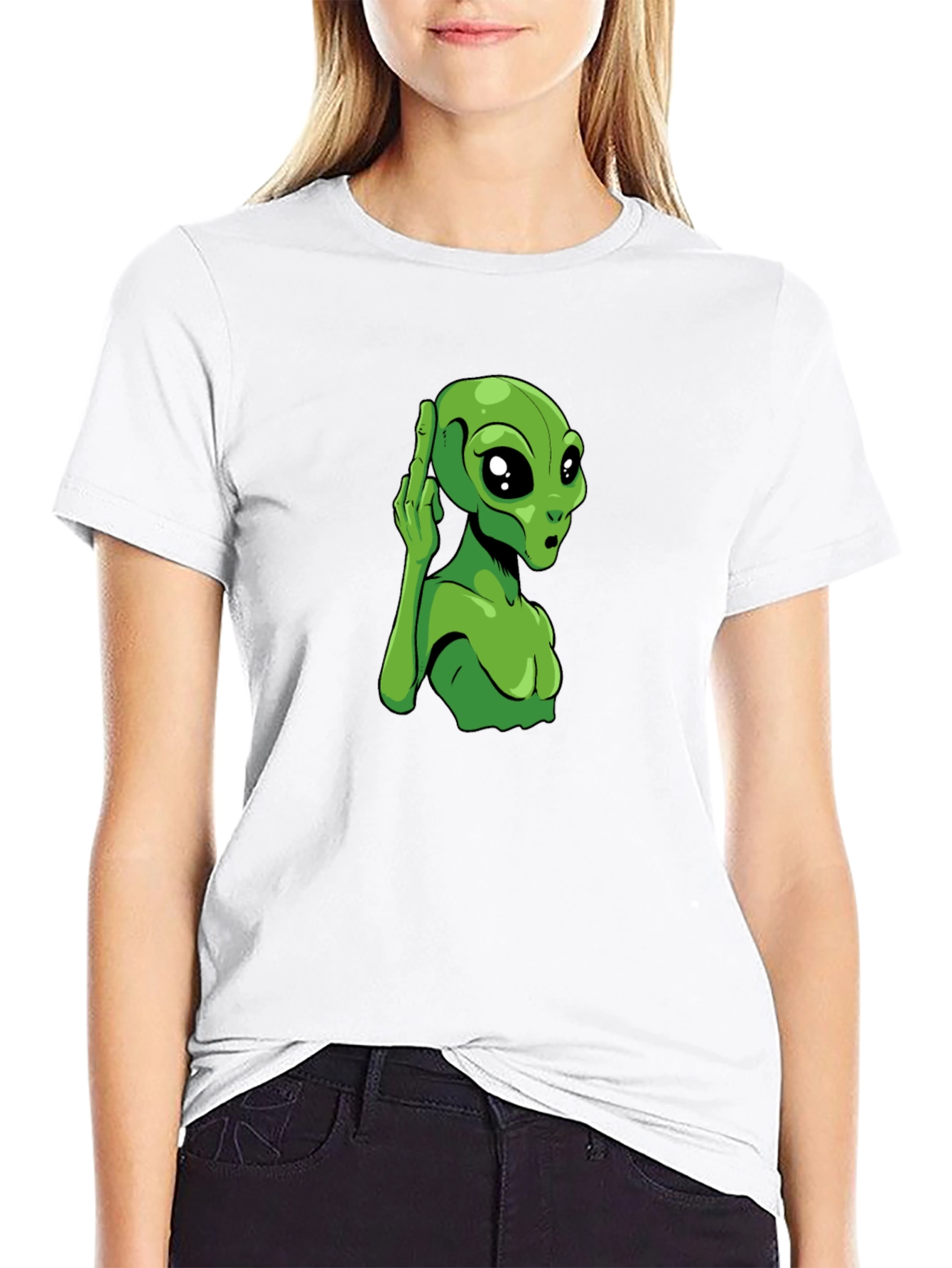Alien Graphic Tee - Black Cotton T-Shirt