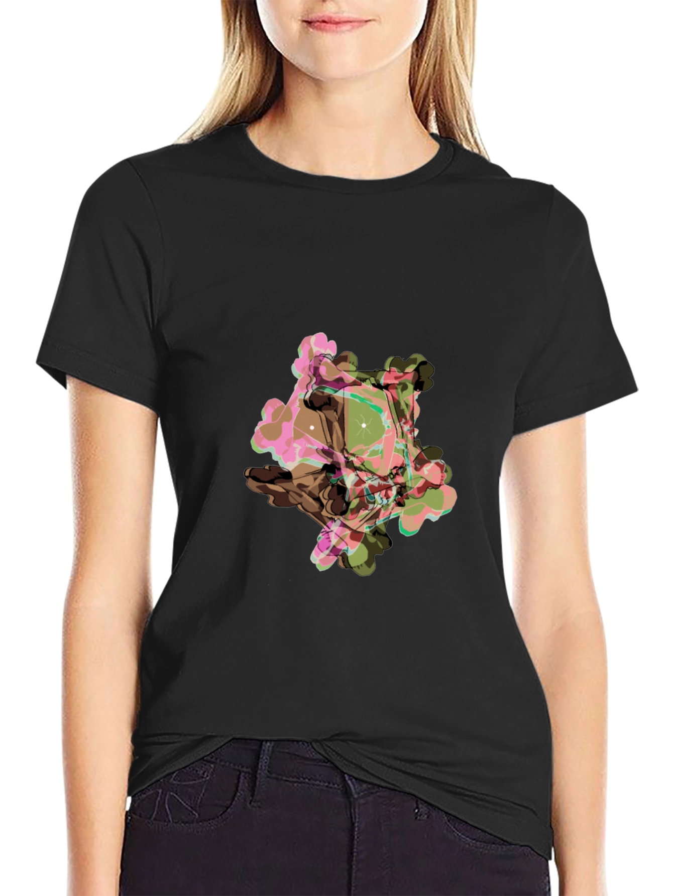 Abstract Graphic Print Black T-Shirt