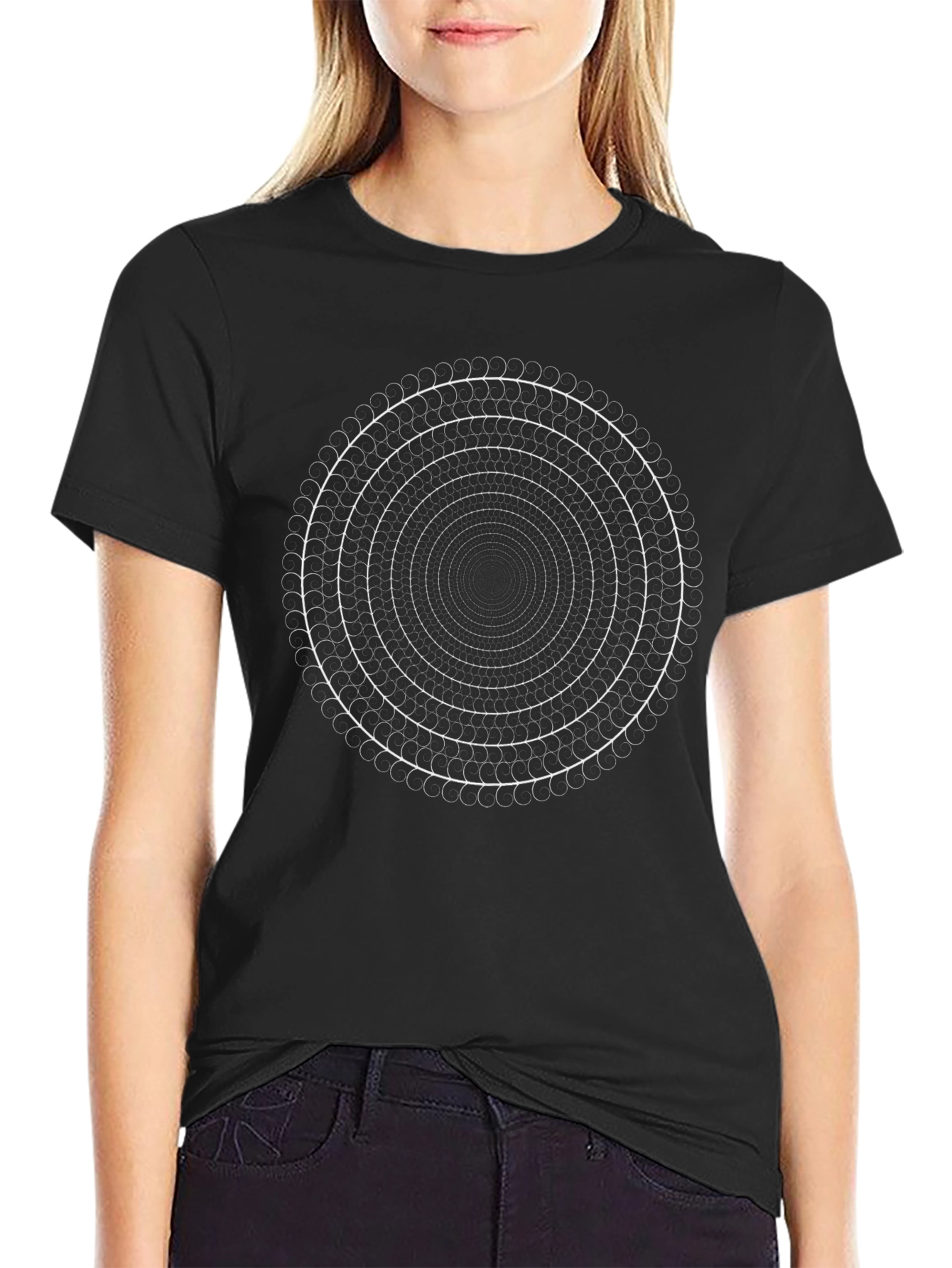 Abstract Optical Illusion Graphic Tee - Black