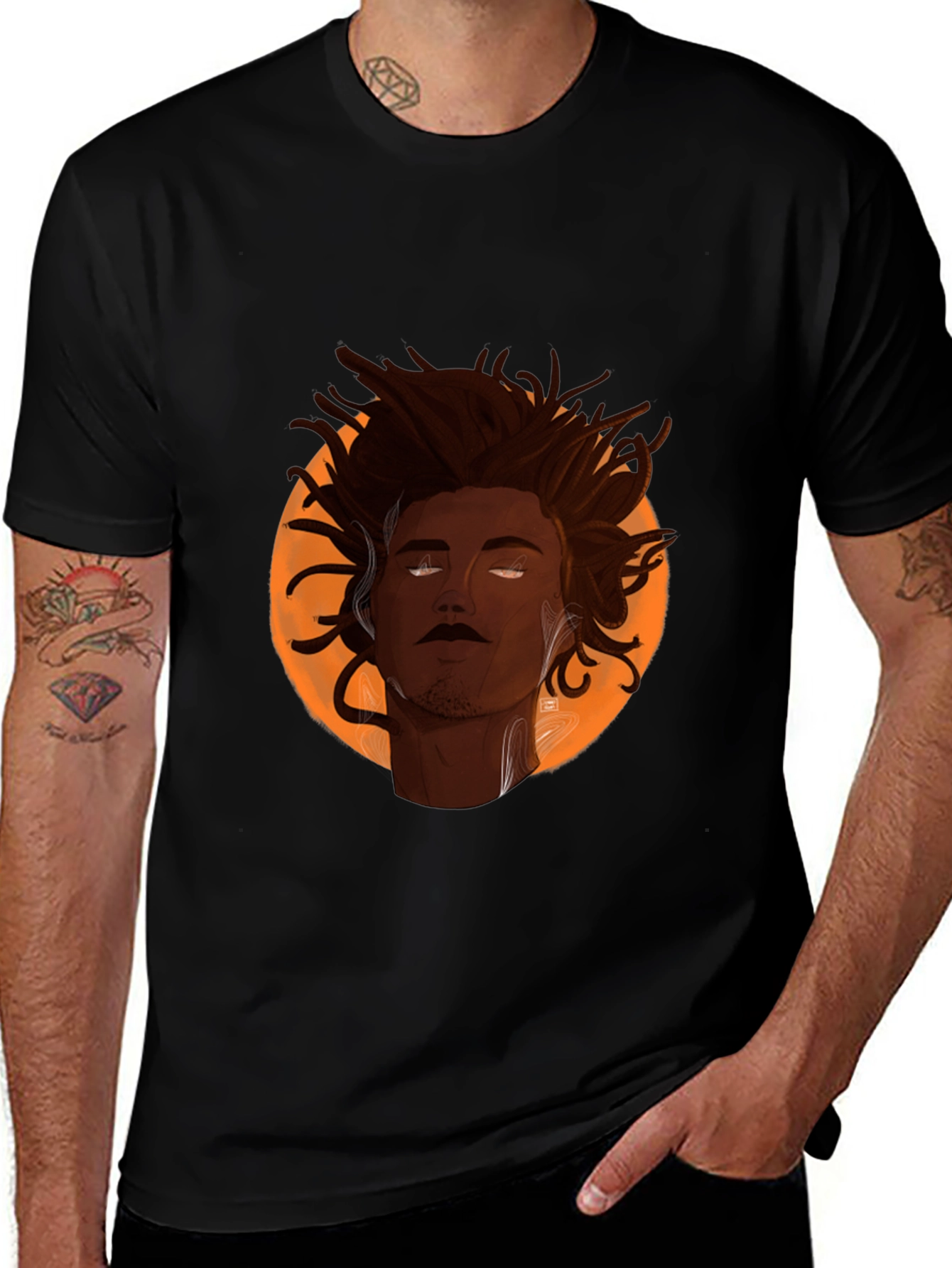 Artistic Man Portrait Graphic Tee - Cool Casual Style
