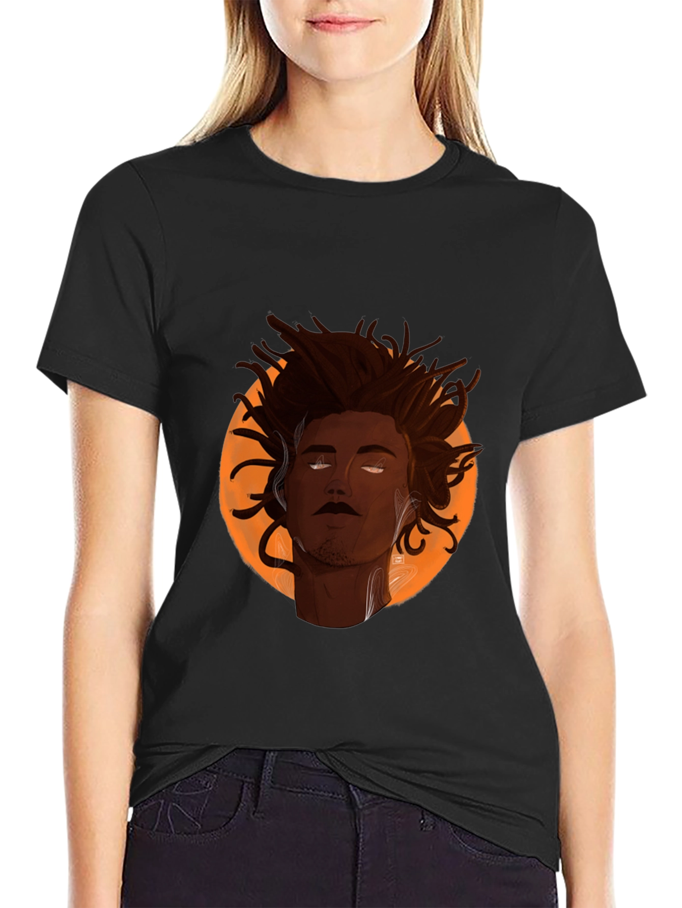 Artistic Man Portrait Graphic Tee - Cool Casual Style