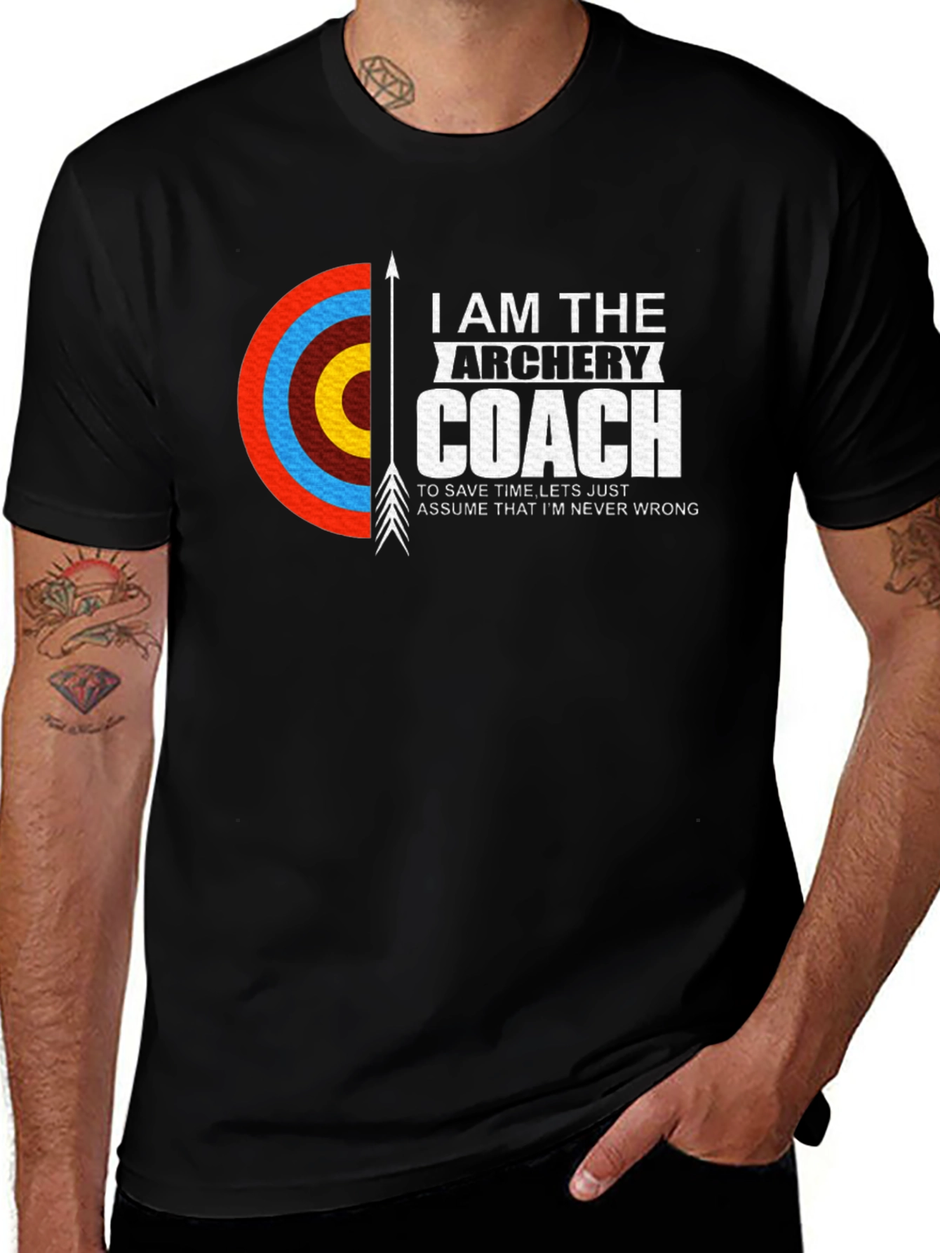 Archery Coach T-Shirt - Black - Novelty Design