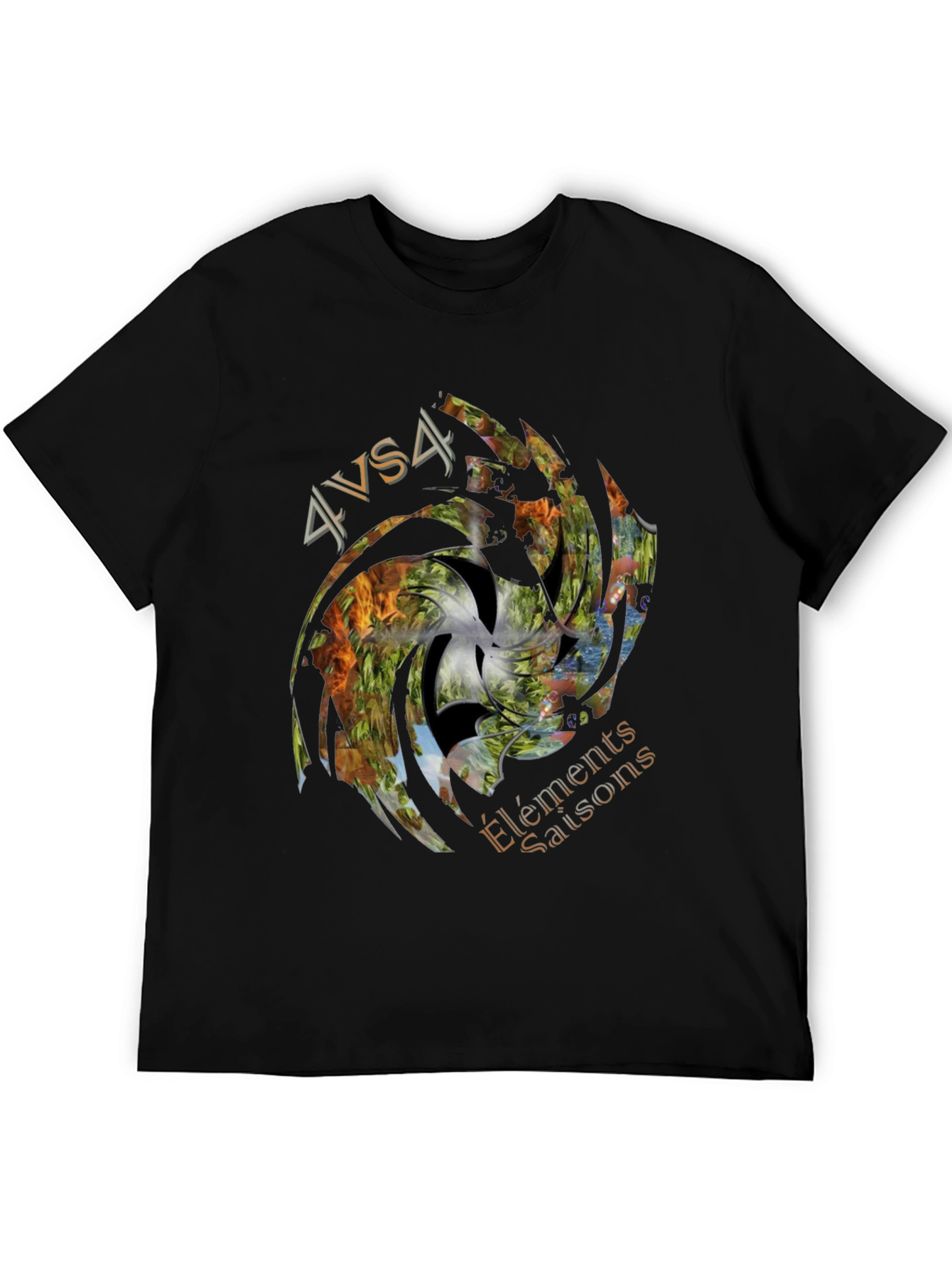 4 Elements Seasons Black Graphic Tee