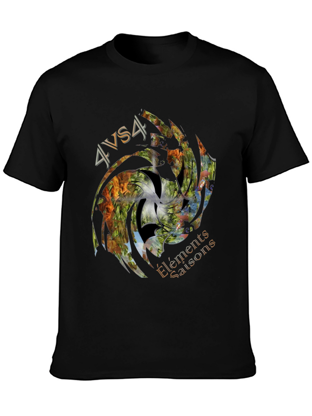 4 Elements Seasons Black Graphic Tee