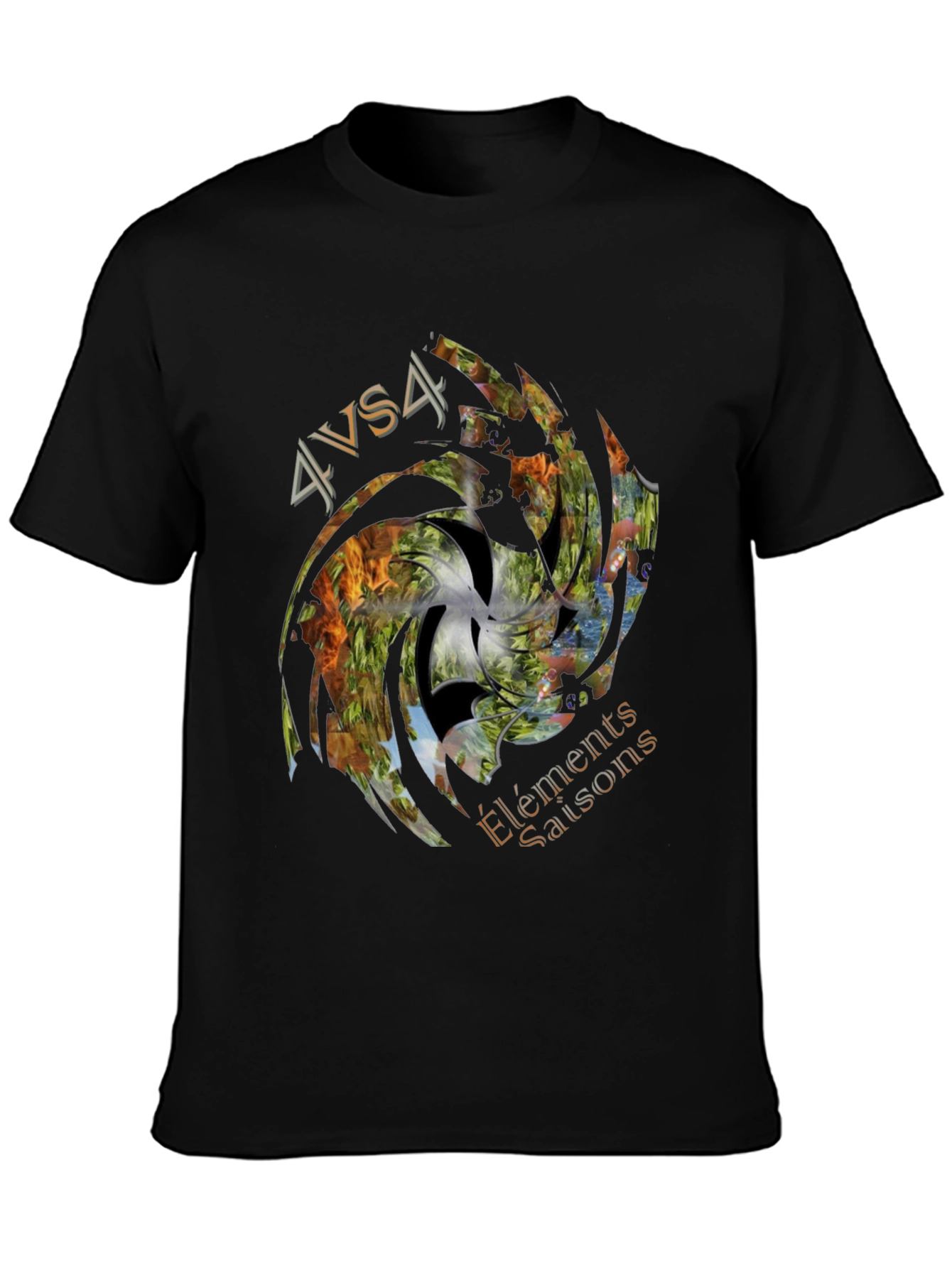 4 Elements Seasons Black Graphic Tee