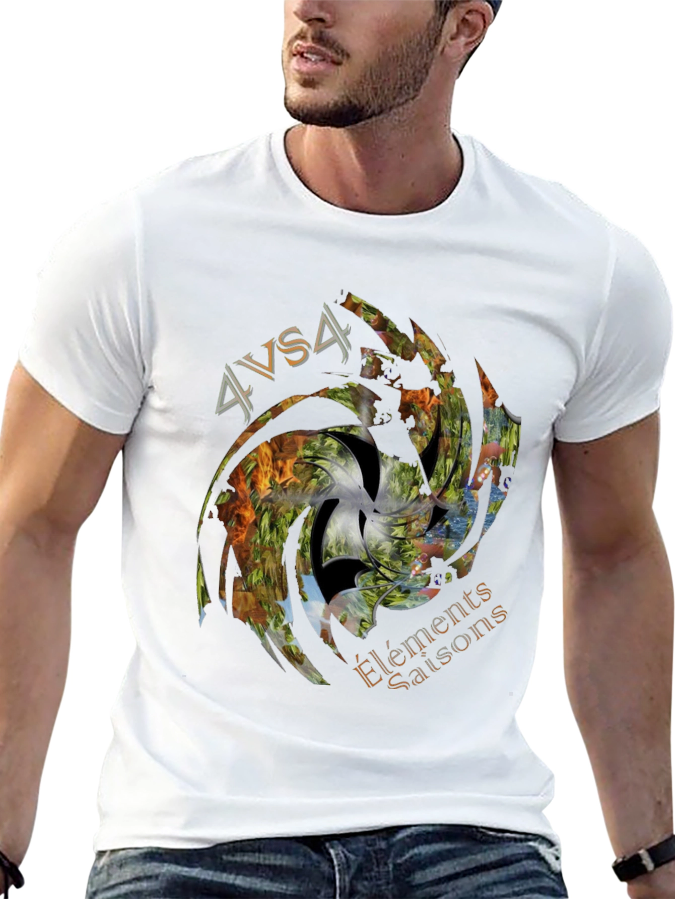 4 Elements Seasons Black Graphic Tee