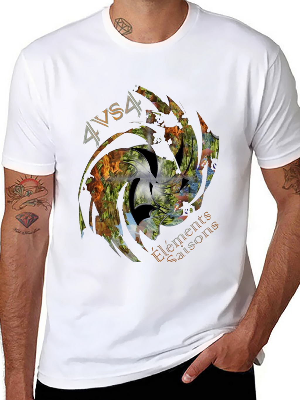 4 Elements Seasons Black Graphic Tee