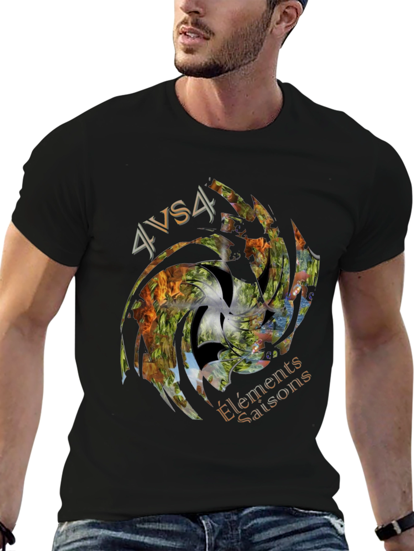 4 Elements Seasons Black Graphic Tee