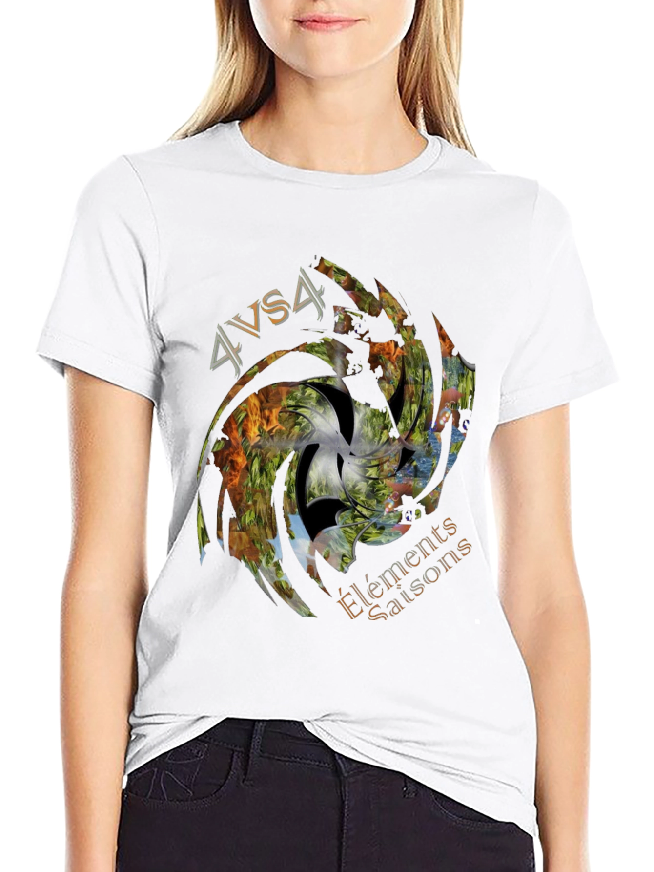 4 Elements Seasons Black Graphic Tee