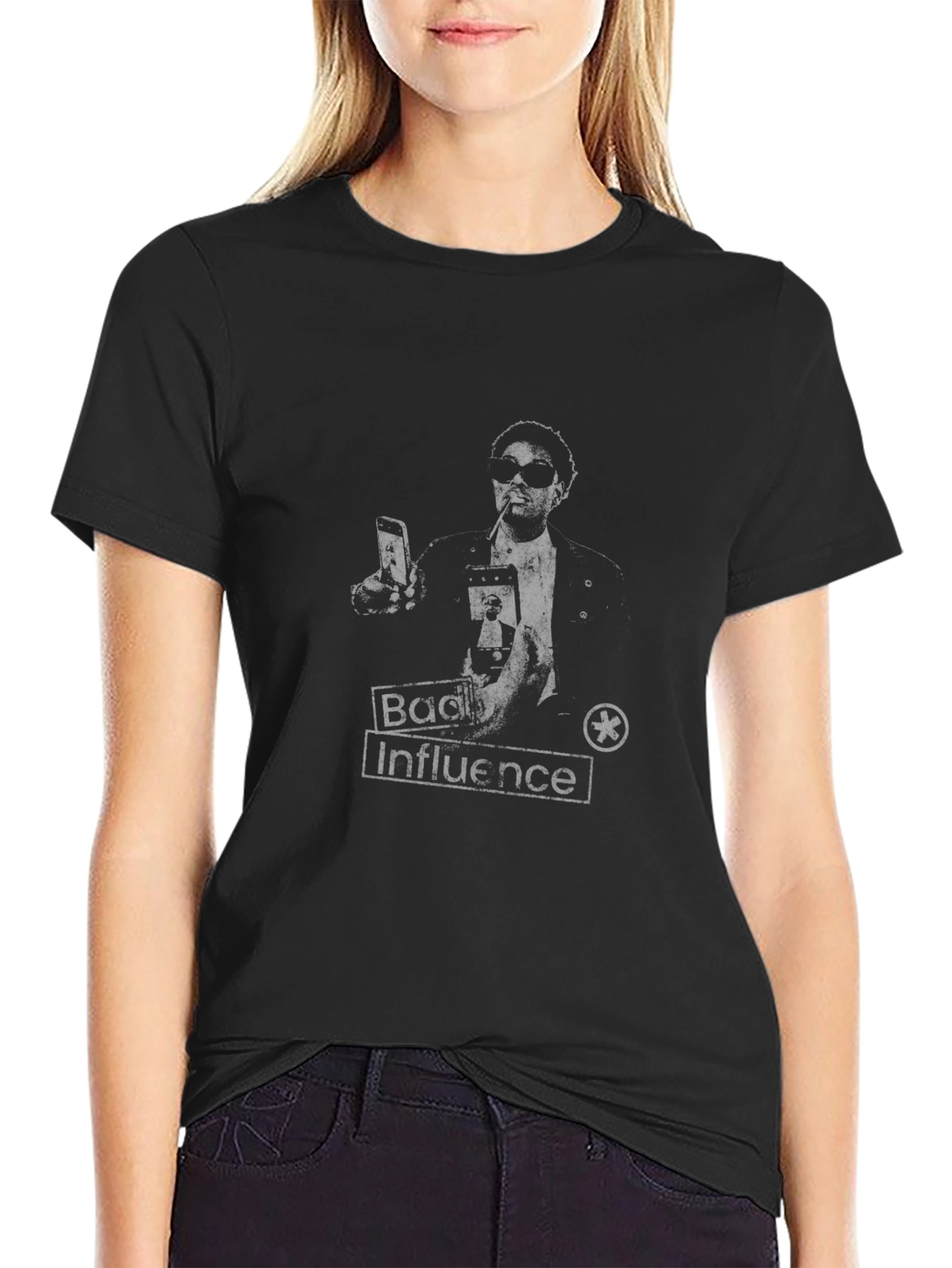 Bad Influence Graphic Tee - Black Cotton T-Shirt