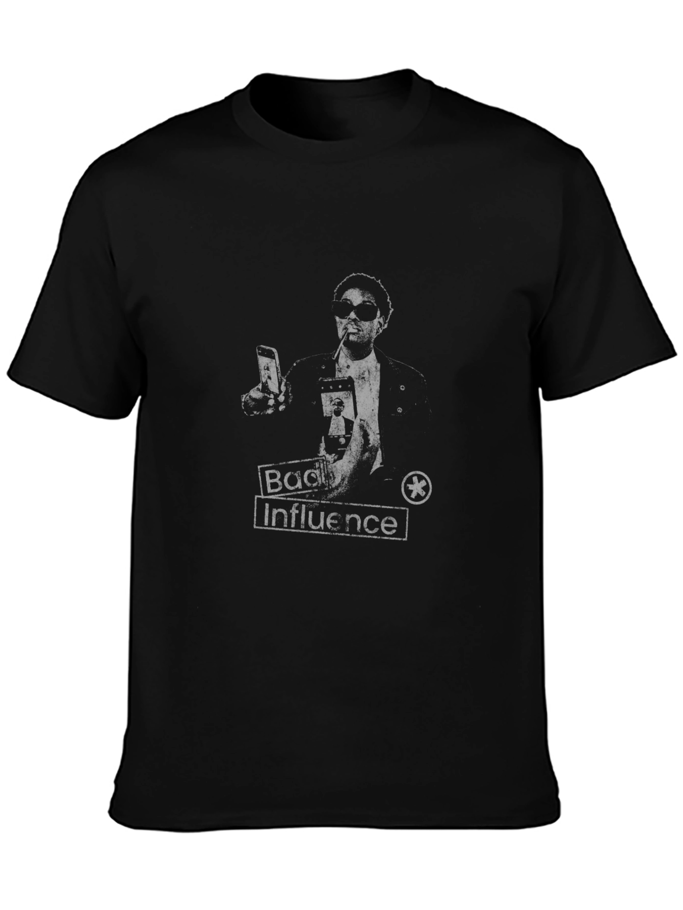 Bad Influence Graphic Tee - Black Cotton T-Shirt