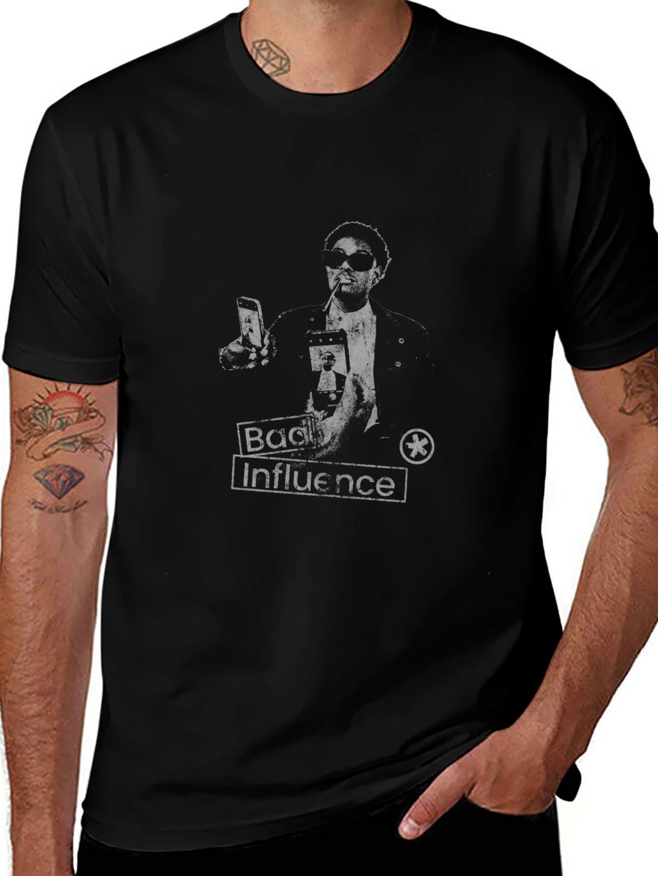 Bad Influence Graphic Tee - Black Cotton T-Shirt
