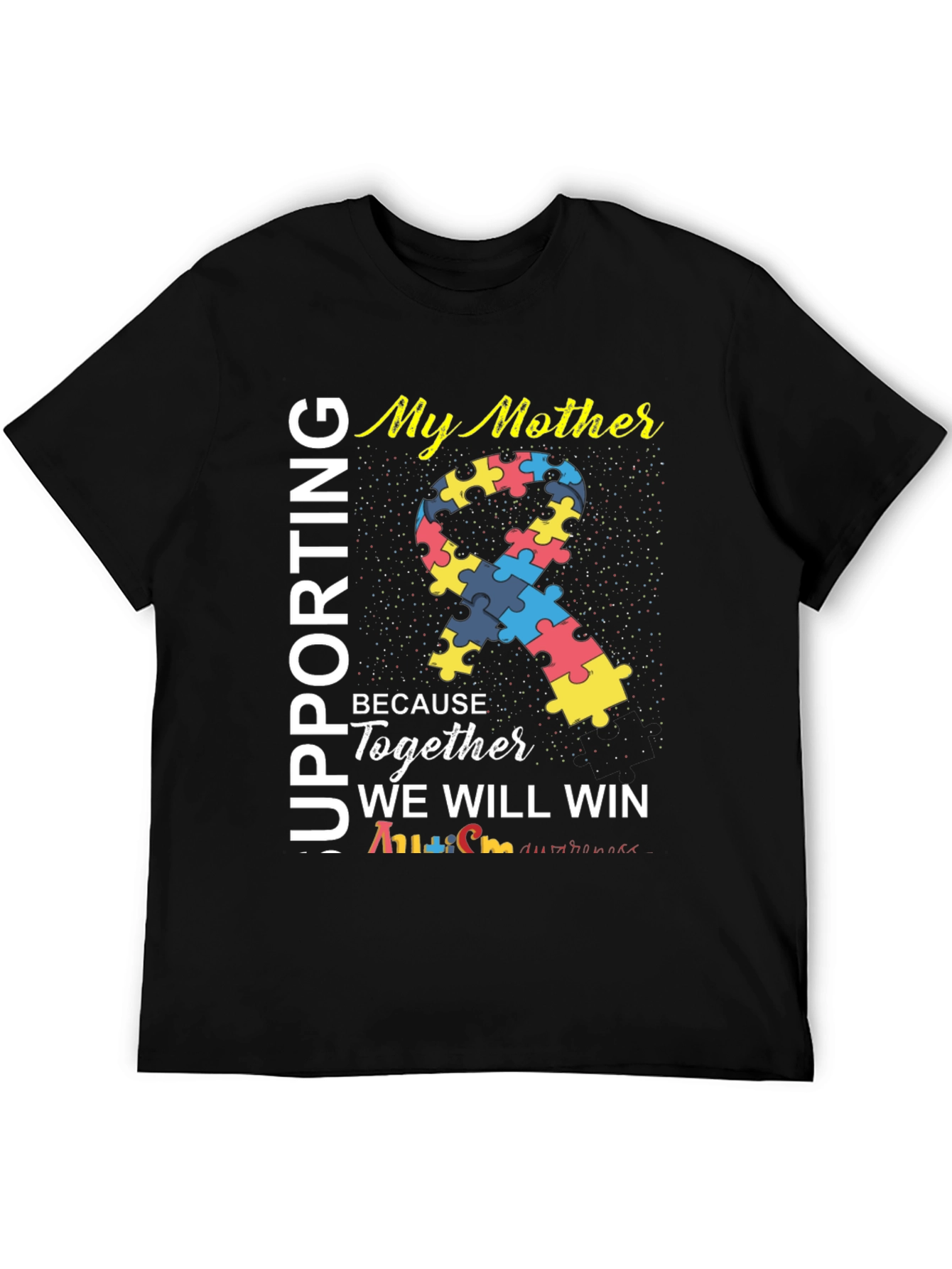 Autism Awareness T-Shirt: Supporting My Mother Puzzle Ribbon Design
