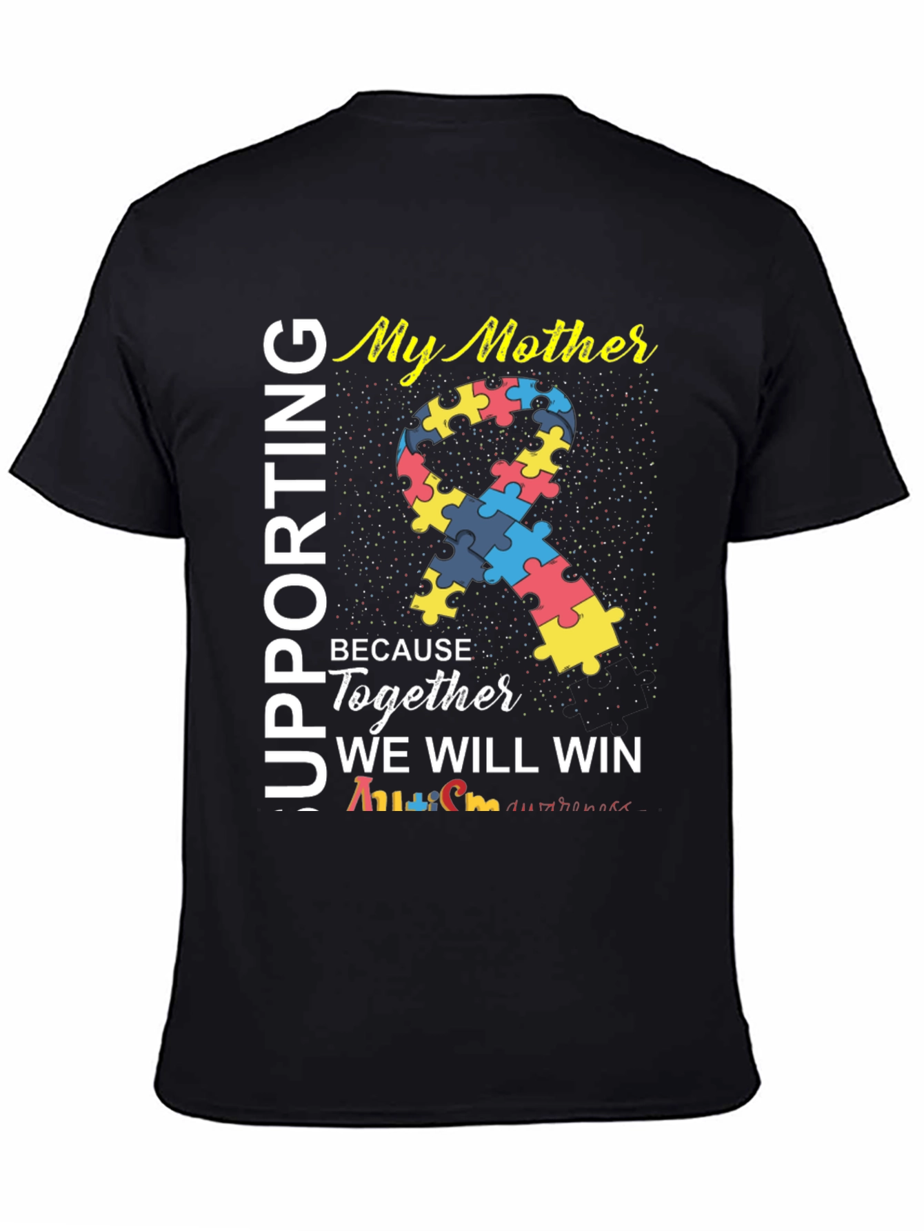 Autism Awareness T-Shirt: Supporting My Mother Puzzle Ribbon Design