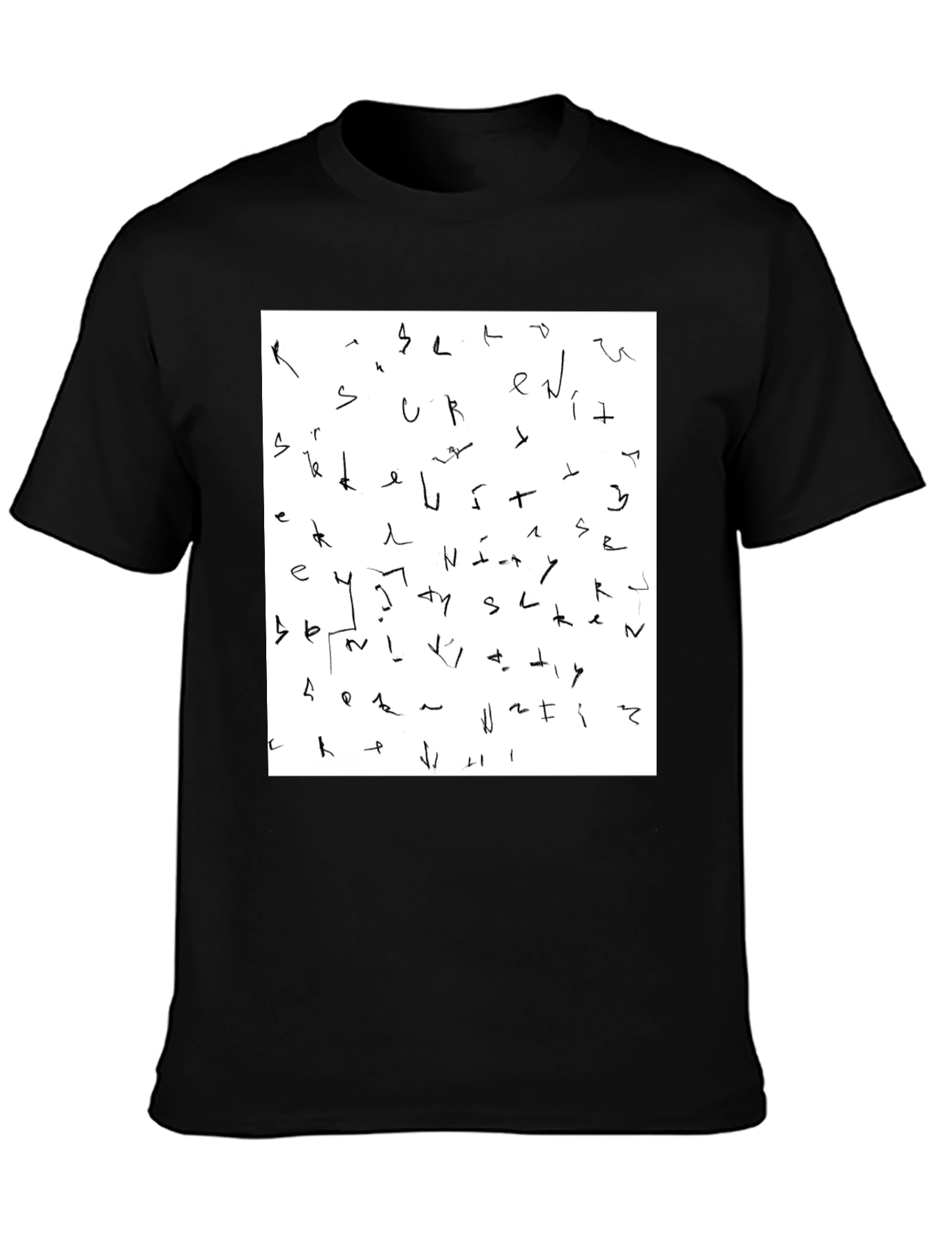 Abstract Scribble Print Black T-Shirt