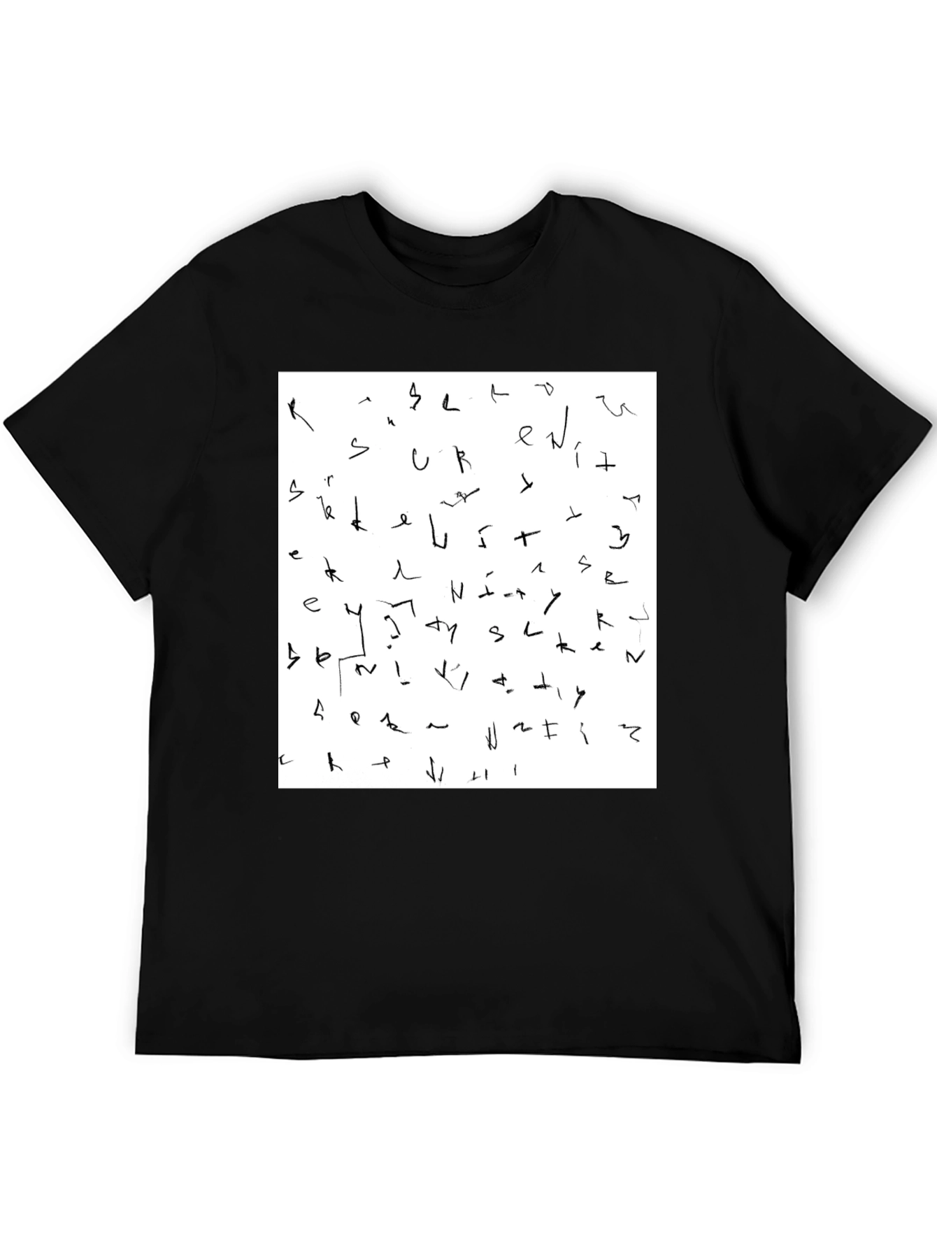 Abstract Scribble Print Black T-Shirt