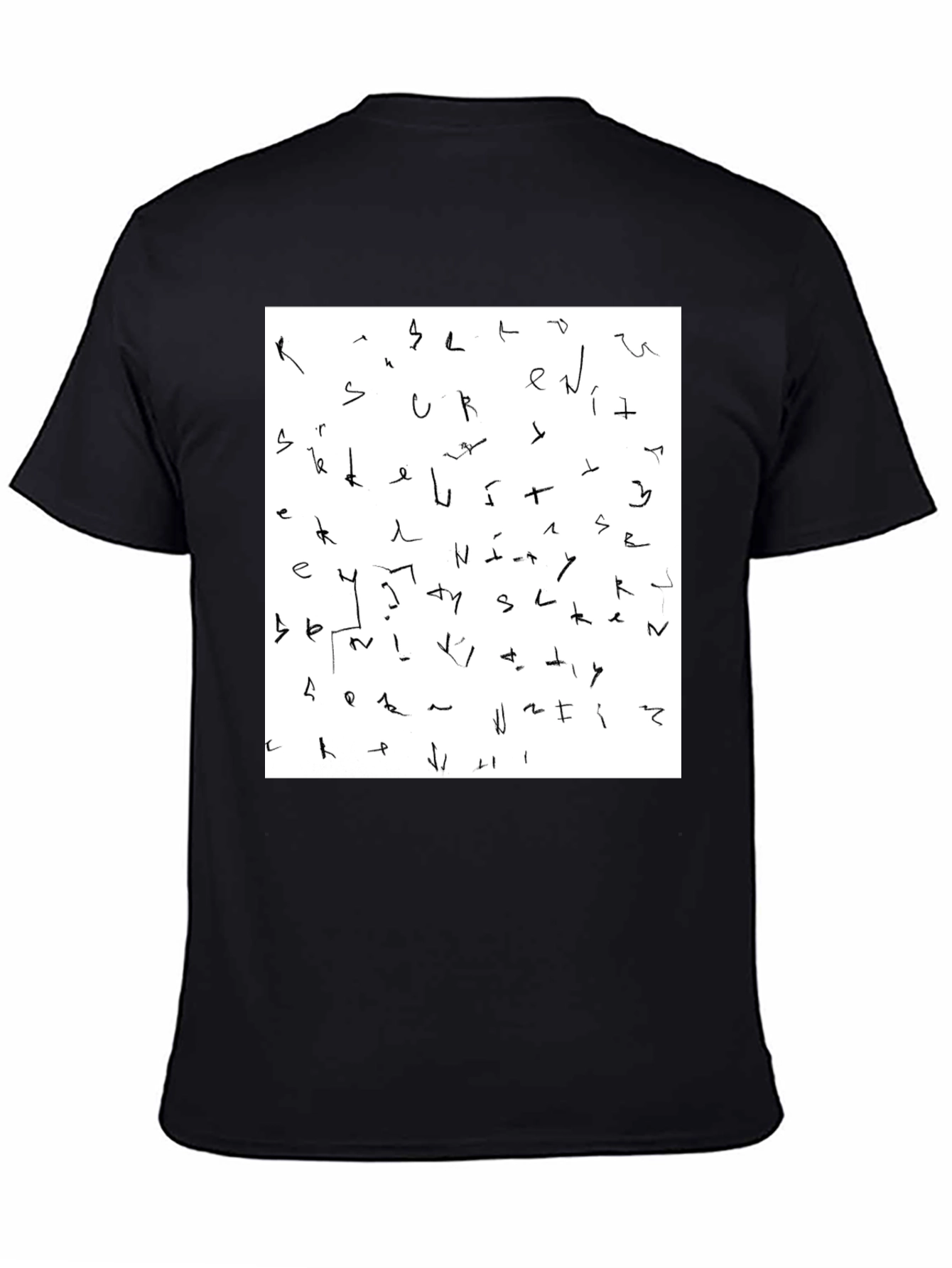Abstract Scribble Print Black T-Shirt