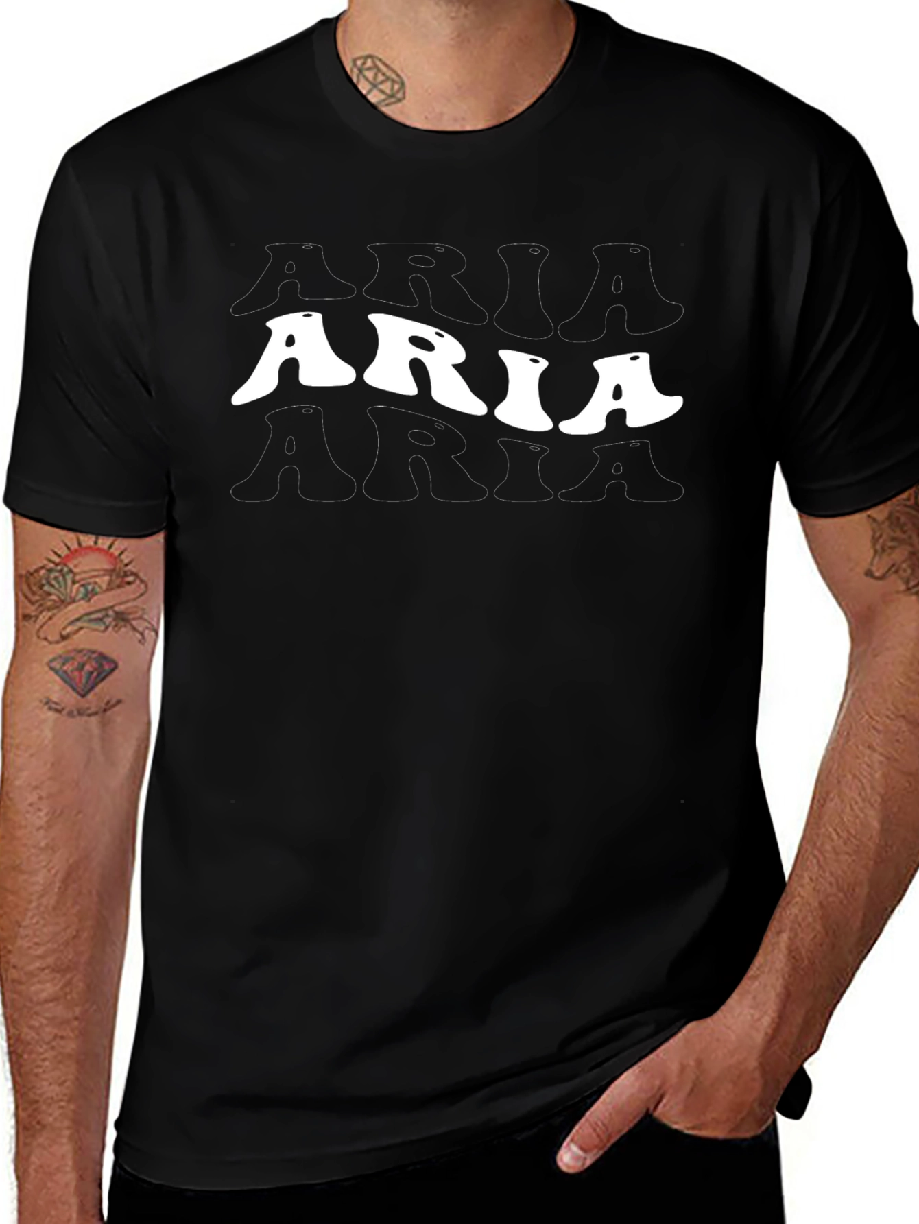 Aria Black Graphic Tee - Trendy Casual Style