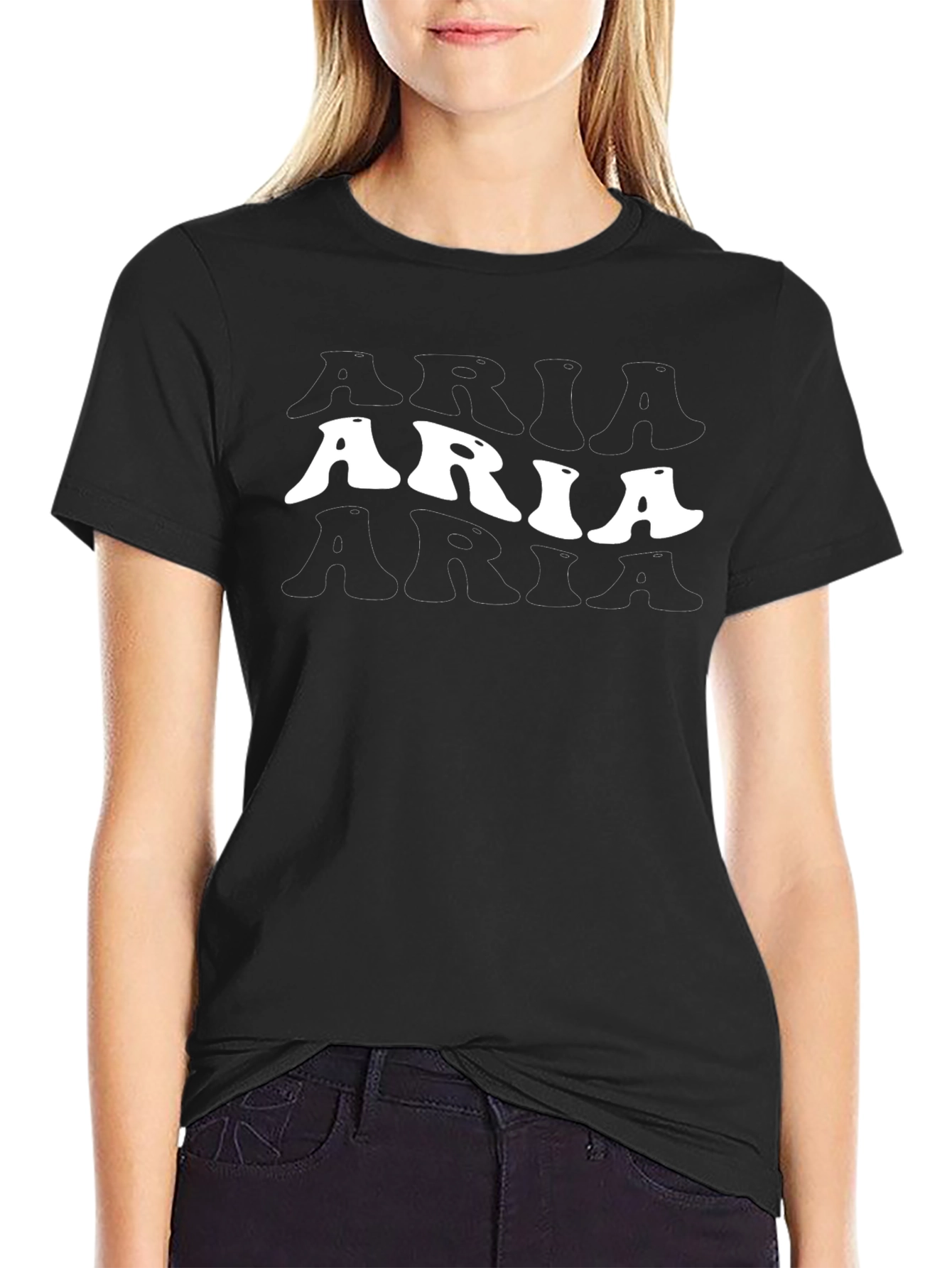 Aria Black Graphic Tee - Trendy Casual Style